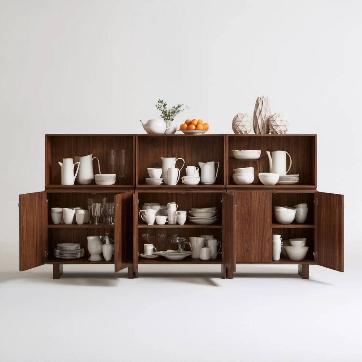 Kredens do jadalni w kolorze ciemnego orzecha, 360 x 45 x 180 cm, MDF z fornirem orzechowym
