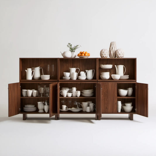 Kredens do jadalni w kolorze ciemnego orzecha, 360 x 45 x 180 cm, MDF z fornirem orzechowym